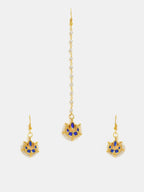Ruby Raang Finest Gold Kundan Earrings With A Maang Tikka | Grocsy