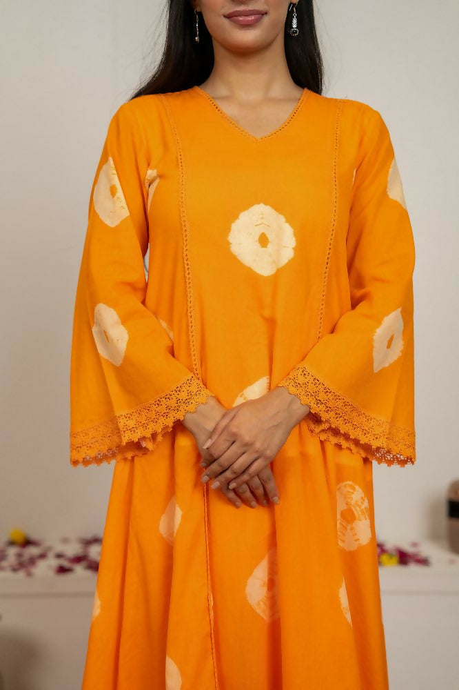 Joban Fashion Orange Tie & Dye Cotton Suit Set | Grocsy