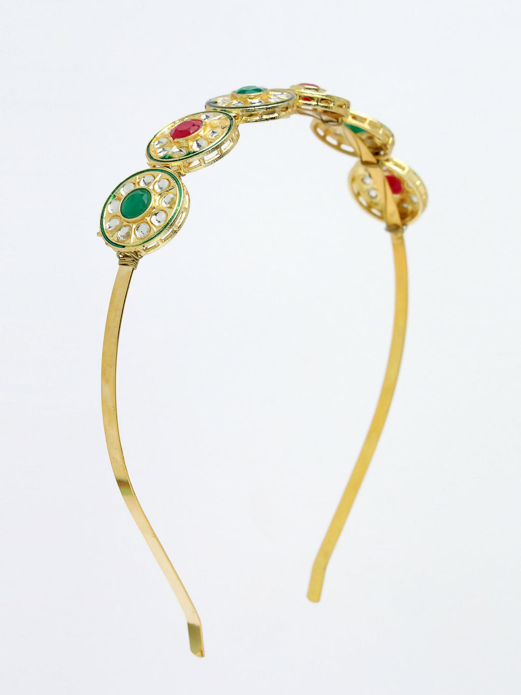 NVR Women's Multi colour Kundan Gold-Polished Embellished Hairband | Grocsy