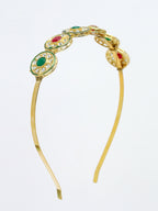 NVR Women's Multi colour Kundan Gold-Polished Embellished Hairband | Grocsy