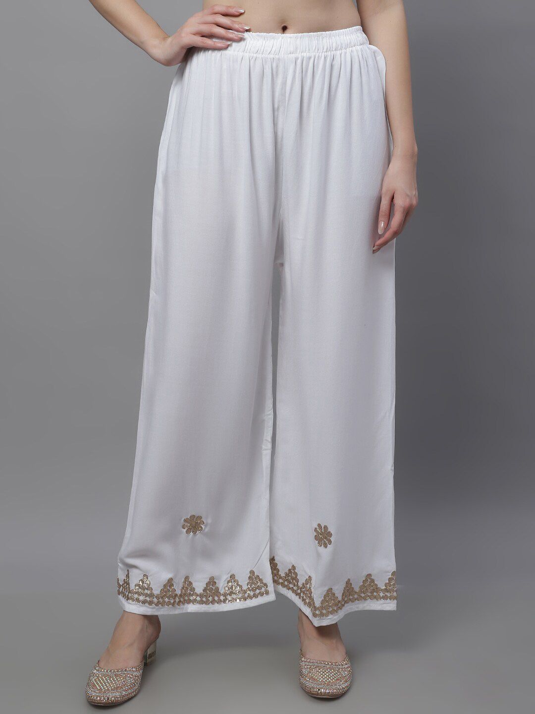 TAG 7 Women Ethnic Motifs Hem Design Flared Palazzos | Grocsy