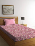 MYTRIDENT Maroon & White Ethnic Motifs Cotton 120 TC Single Bedsheet With 1 Pillow Cover | Grocsy