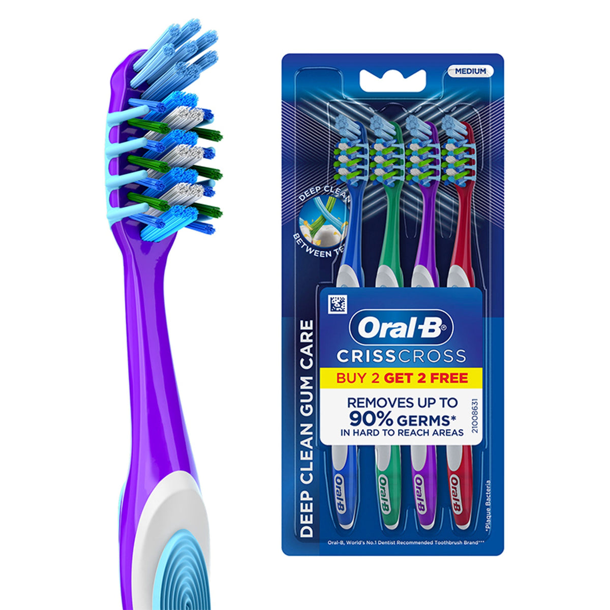 Oral-B Criss Cross Gum Care Toothbrush Buy 2 Get 2 Free (Medium) | Grocsy