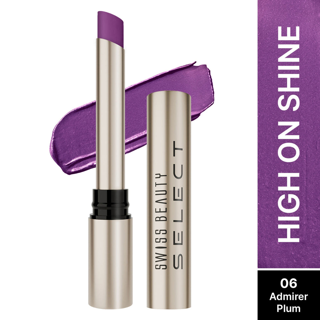 Swiss Beauty Select High On Shine Lipstick - 6 Admirer Plum | Grocsy