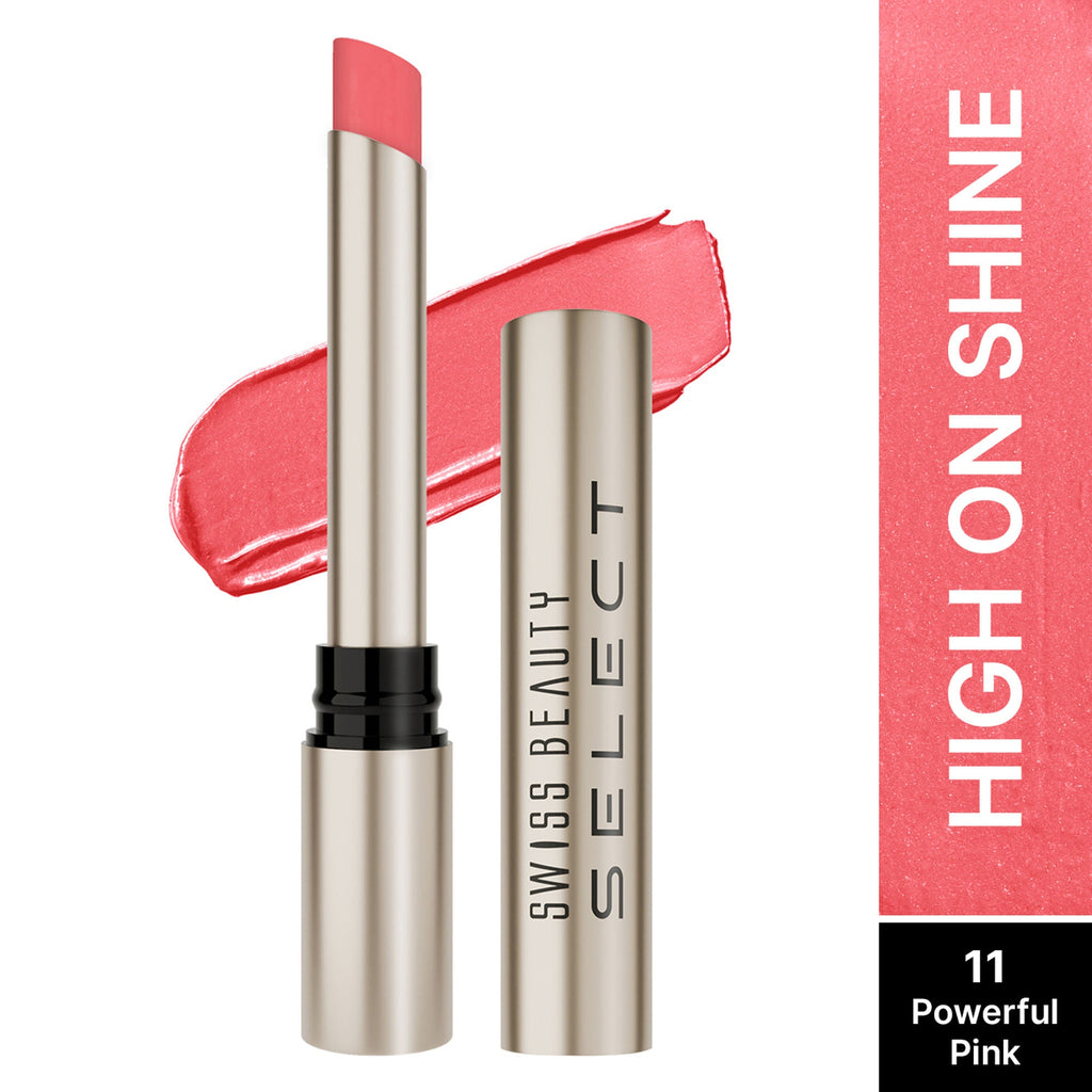 Swiss Beauty Select High On Shine Lipstick - 11 Powerful Pink | Grocsy