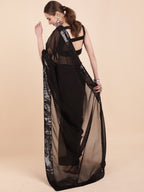 Sangria Black Sequinned Pure Georgette Saree | Grocsy