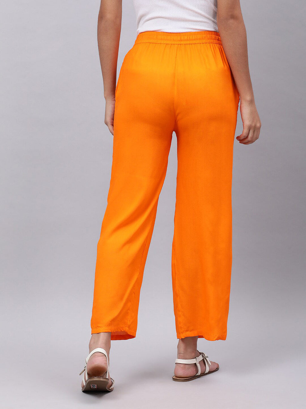 Souchii Women Orange Trousers | Grocsy