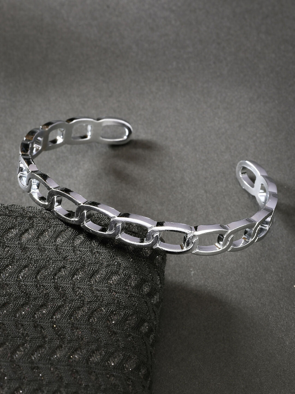 NVR Men's Set of 2 Rhodium-Plated Metal Cuff Bracelet