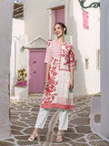 Sangria Women Floral Printed Keyhole Neck Floral Kurta | Grocsy