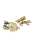 Shoshaa Gold-Polished Green Enamelled Peacock Shaped Jhumkas | Grocsy