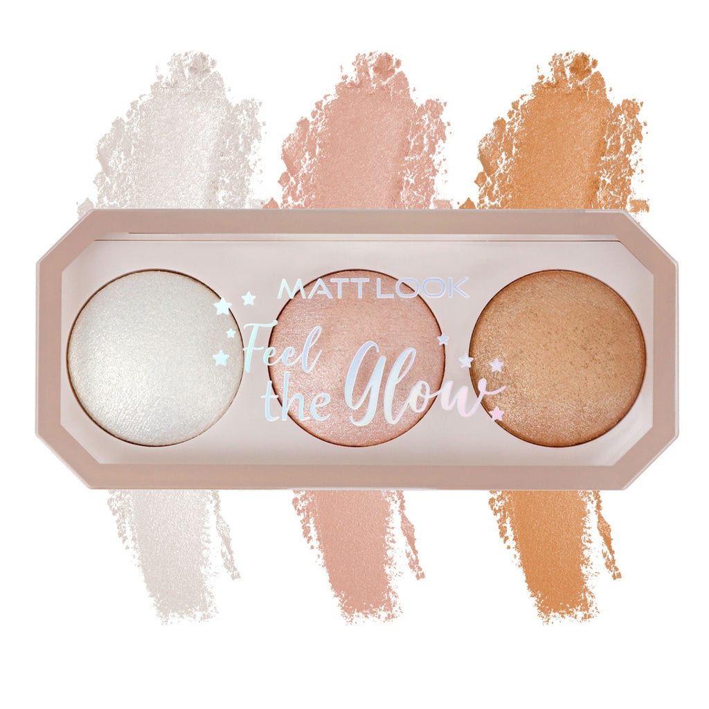 Matt Look Feel The Glow Baked Shimmer Highlighter Trio Palette - 01 Light House | Grocsy