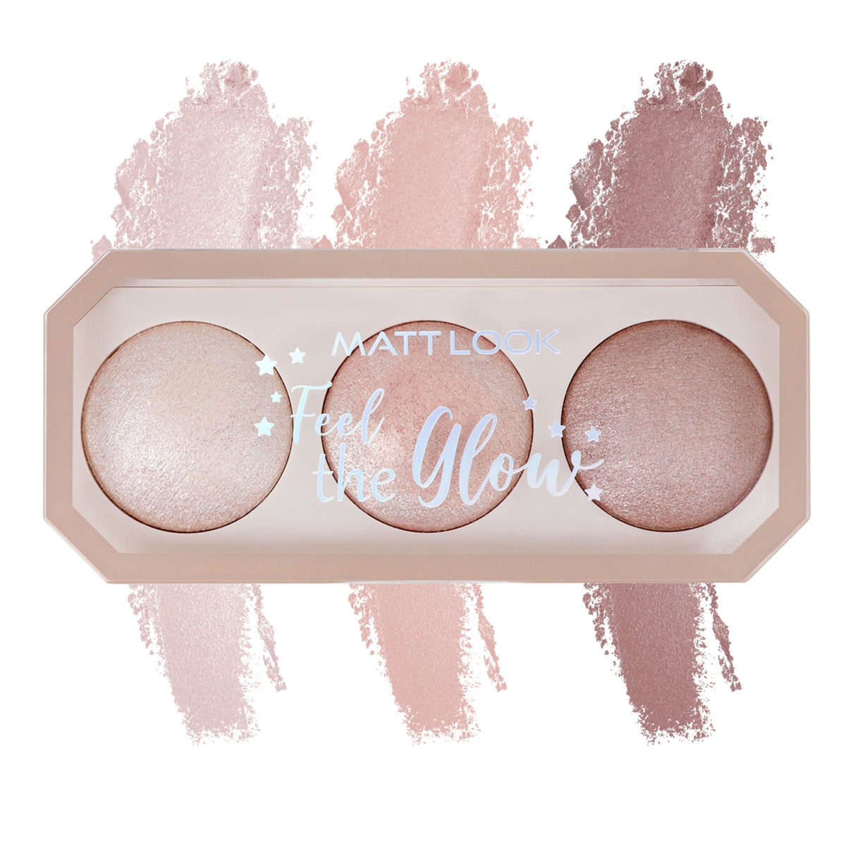 Matt Look Feel The Glow Baked Shimmer Highlighter Trio Palette - 02 Beaming Beauty | Grocsy