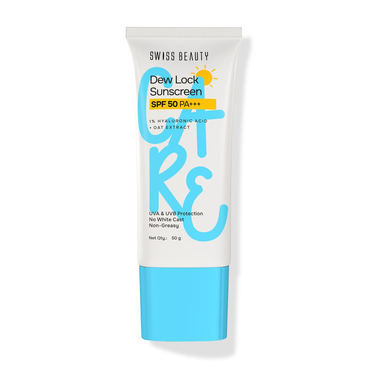 Swiss Beauty Care Dew Lock Sunscreen SPF 50 PA++++ With 1% Hyaluronic Acid | Grocsy