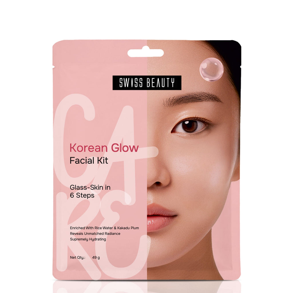 Swiss Beauty Care Korean Glow Facial Kit With Kakadu Plum & Rice, 6-Steps For Glass-Skin | Grocsy