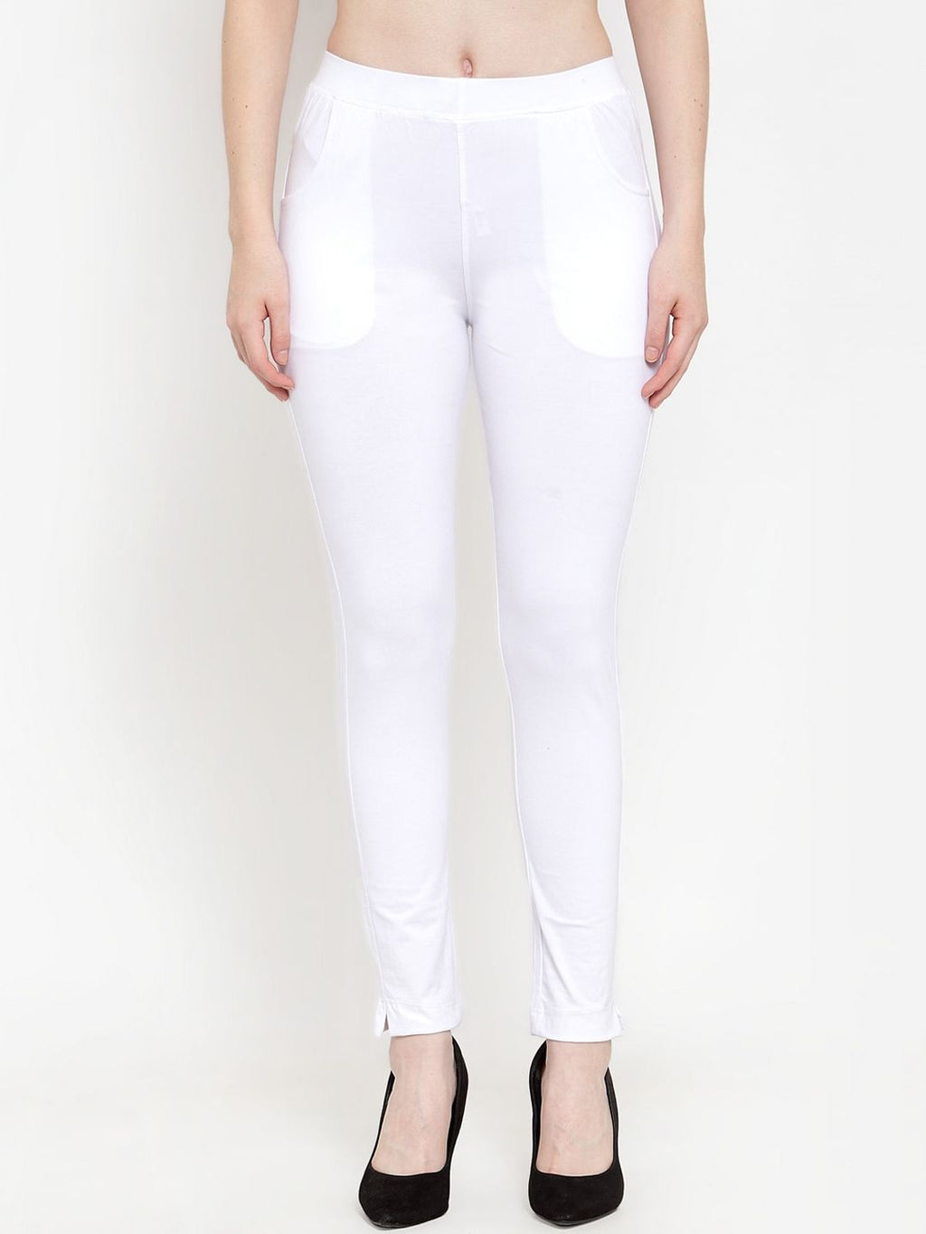 TAG 7 Women Pack Of 2 Solid Ankle-Length Straight-Fit Leggings | Grocsy