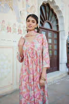 Vaasva Women Peach Muslin Embroidered Kurta, Pant & Dupatta Set | Grocsy