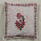 The Decor Nook Pink Chrysanthemum Print With Pink Border Cushion Cover | Grocsy