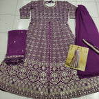 Vastranavya Stunning Purple Georgette Gota Sequins A-Line Anarkali Suit | Grocsy