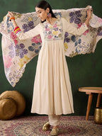 Sangria Embroidered & Digital Printed Kurta & Trousers with Dupatta | Grocsy