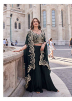 Anaita Black Real Premium Silk Stitched Shrug Suit with Embroidery Work | Grocsy