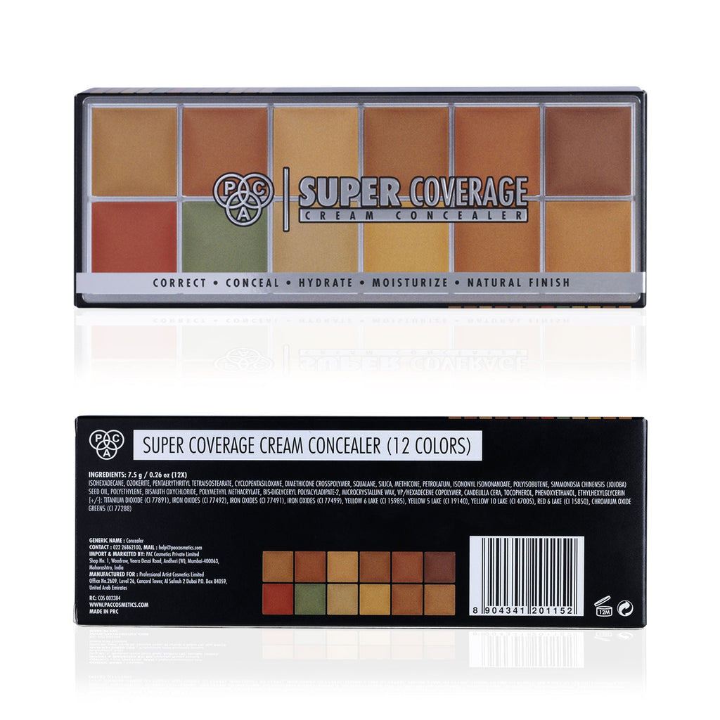 PAC Studio Super Coverage Cream Concealer Palette X12 - Creamy Blendable Formula, Longlasting Full Coverage | Grocsy