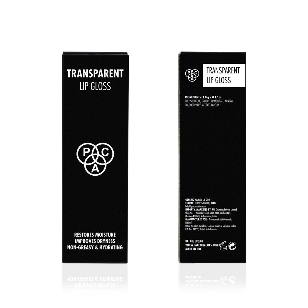 PAC Studio Transparent Lip Gloss - Intense Shine, Nourishes Chapped Lips, Non Sticky & Longlasting | Grocsy