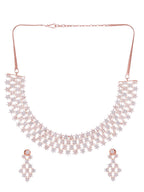 Saraf RS Jewellery White Rose Gold-Polished AD Studded Necklace Jewellery Set | Grocsy