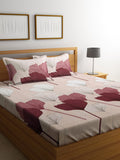 KLOTTHE Beige Floral 300 TC Cotton Blend Double Bedsheet Set | Grocsy