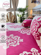 URBAN SPACE Divine White Ethnic Motifs 144 TC Cotton Queen Bedsheet & 2 Pillow Covers | Grocsy