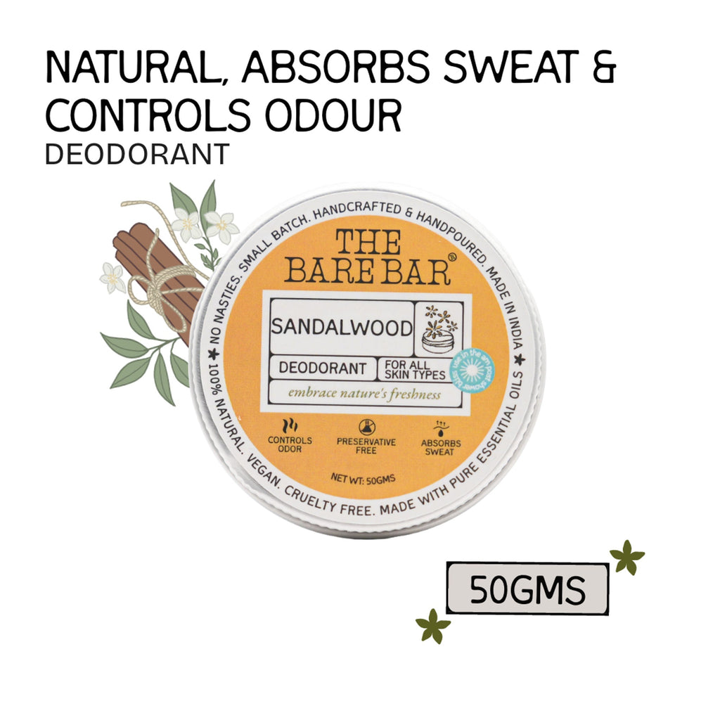 The Bare Bar Sandalwood Pushup Deodorant - Woody Stick Deo For Odor Control, Easy Travel Use | Grocsy