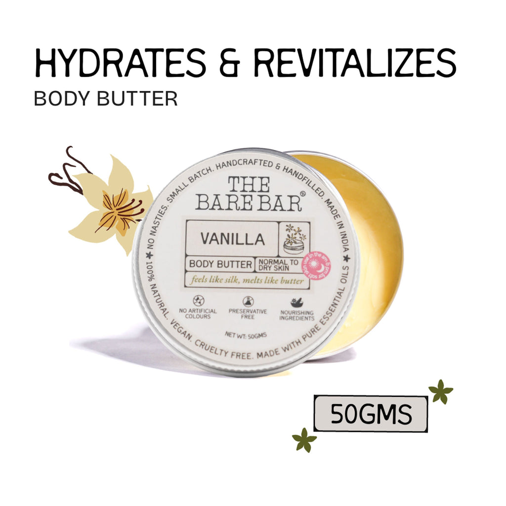 The Bare Bar Vanilla Body Butter - Deeply Moisturizing Vanilla Cream With Natural Butters | Grocsy