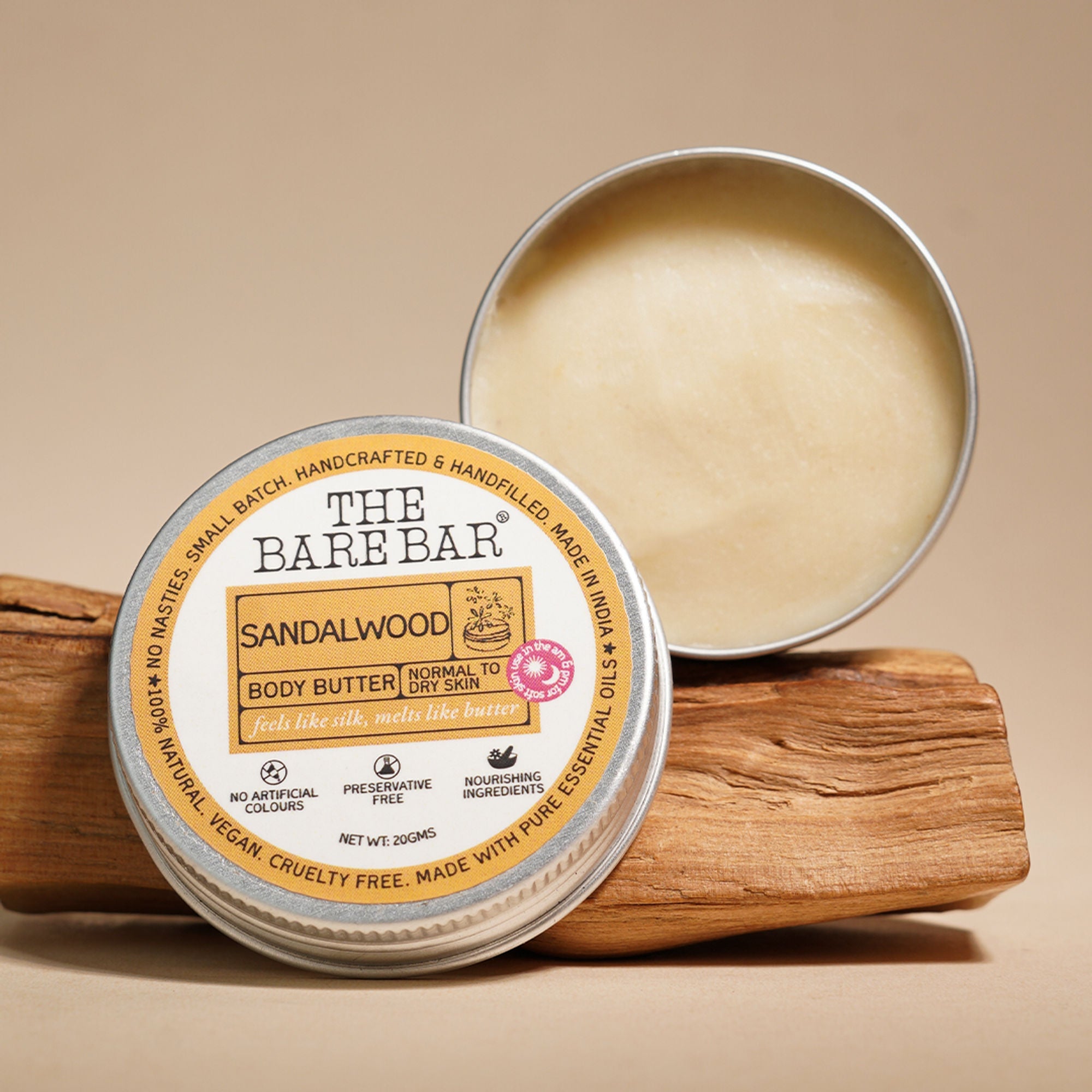 The Bare Bar Sandalwood Body Butter - Nourishing Woody Butter With Shea, Mango, Vit E | Grocsy