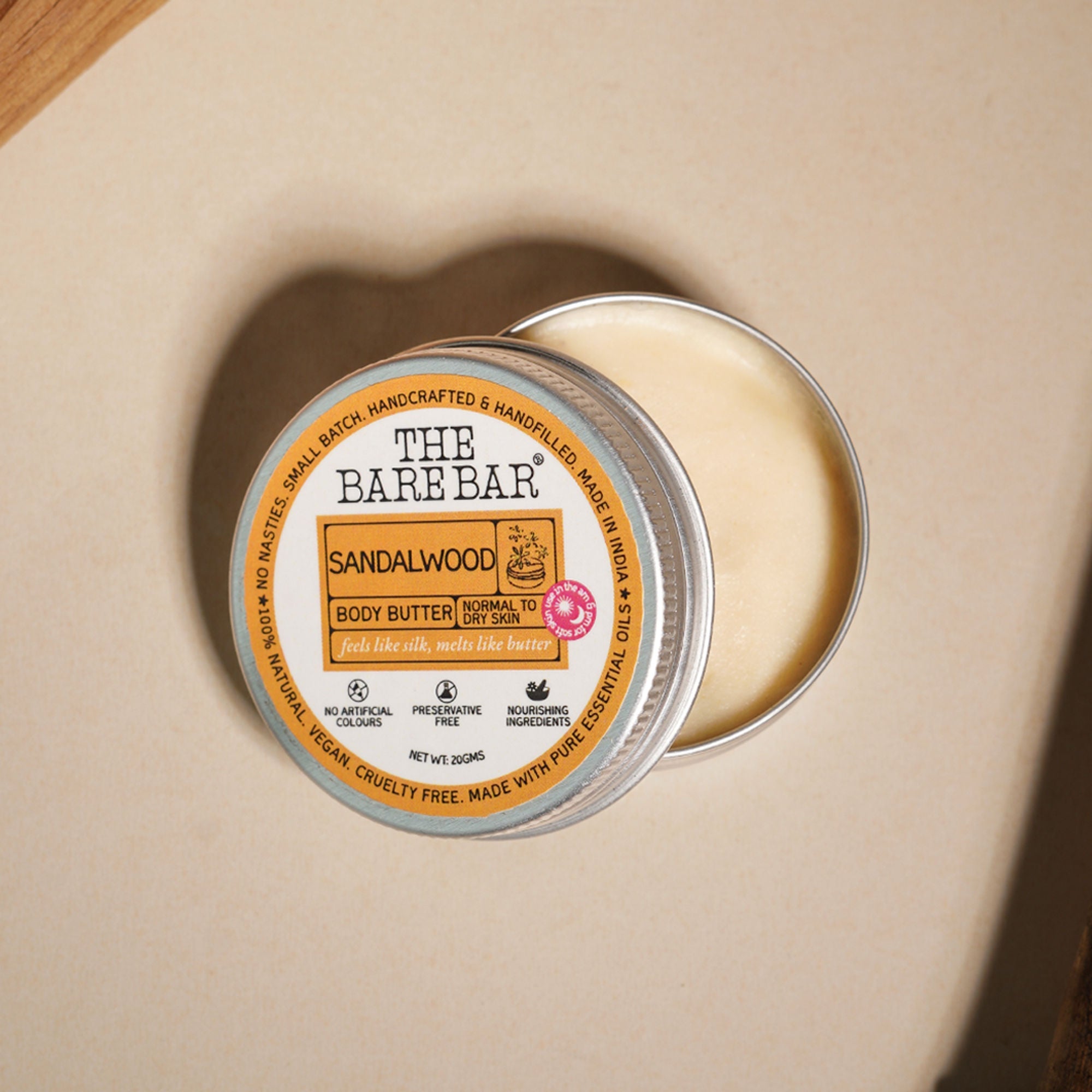 The Bare Bar Sandalwood Body Butter - Nourishing Woody Butter With Shea, Mango, Vit E | Grocsy