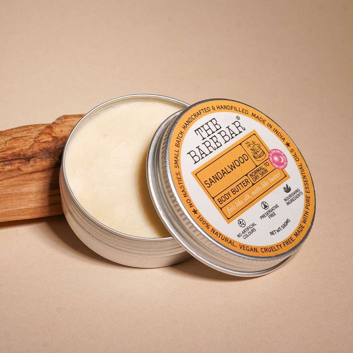 The Bare Bar Sandalwood Body Butter - Nourishing Woody Butter With Shea, Mango, Vit E | Grocsy