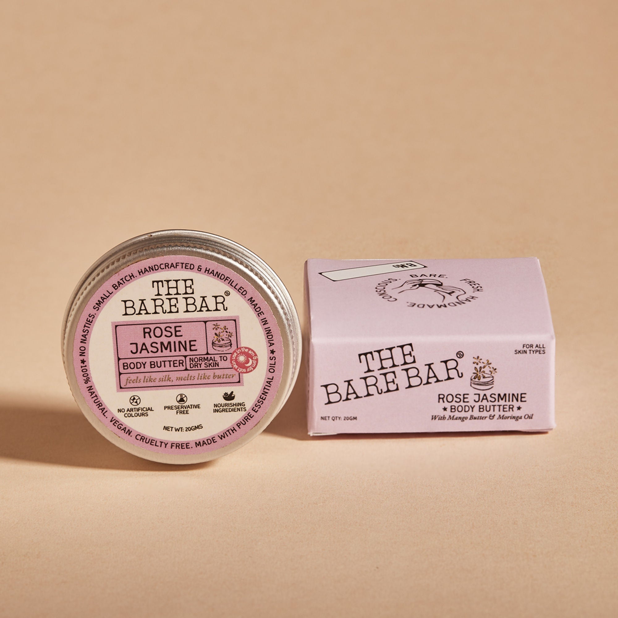 The Bare Bar Rose Jasmine Body Butter - Floral Butter Blend For Soft, Hydrated Skin | Grocsy