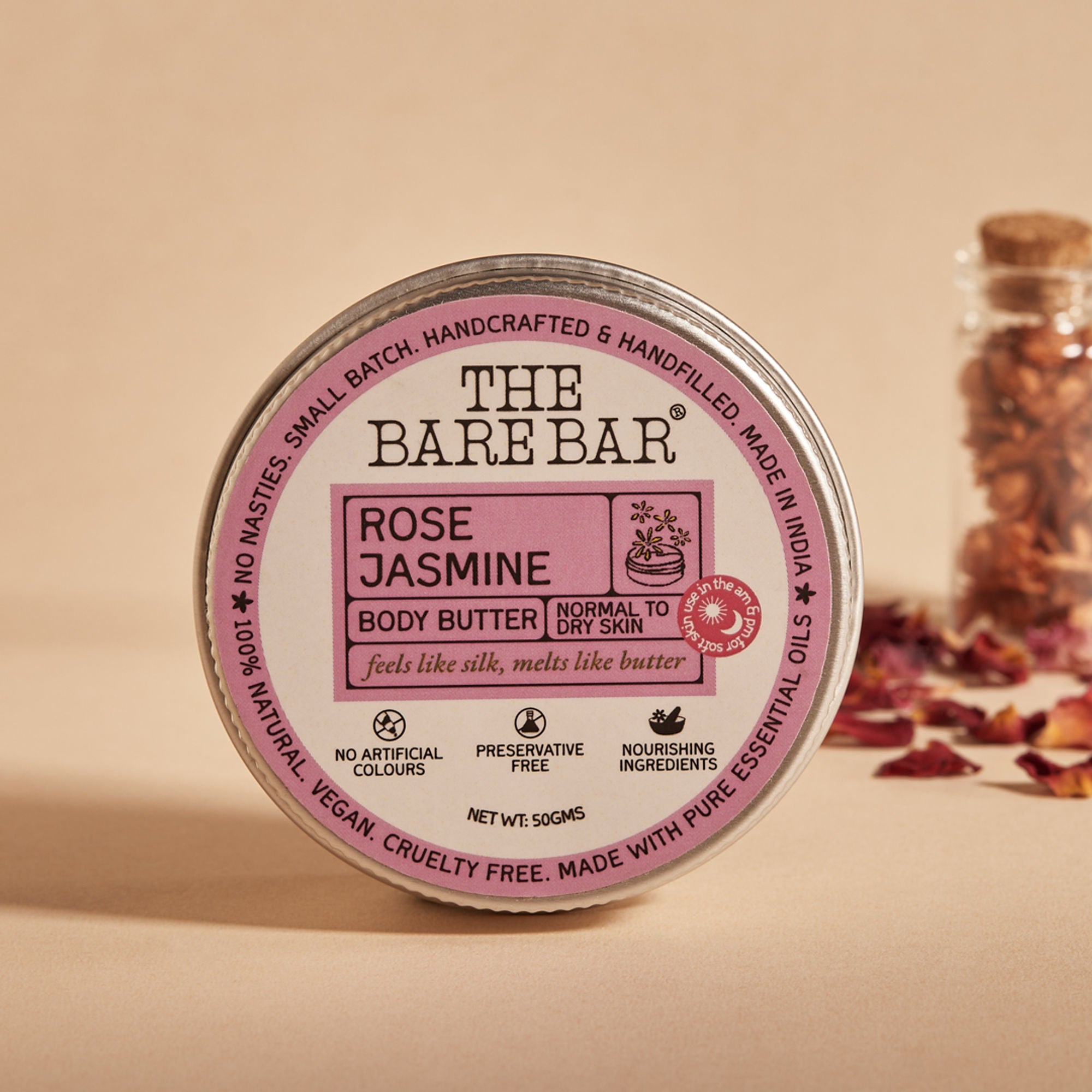 The Bare Bar Rose Jasmine Body Butter - Floral Butter Blend For Soft, Hydrated Skin | Grocsy