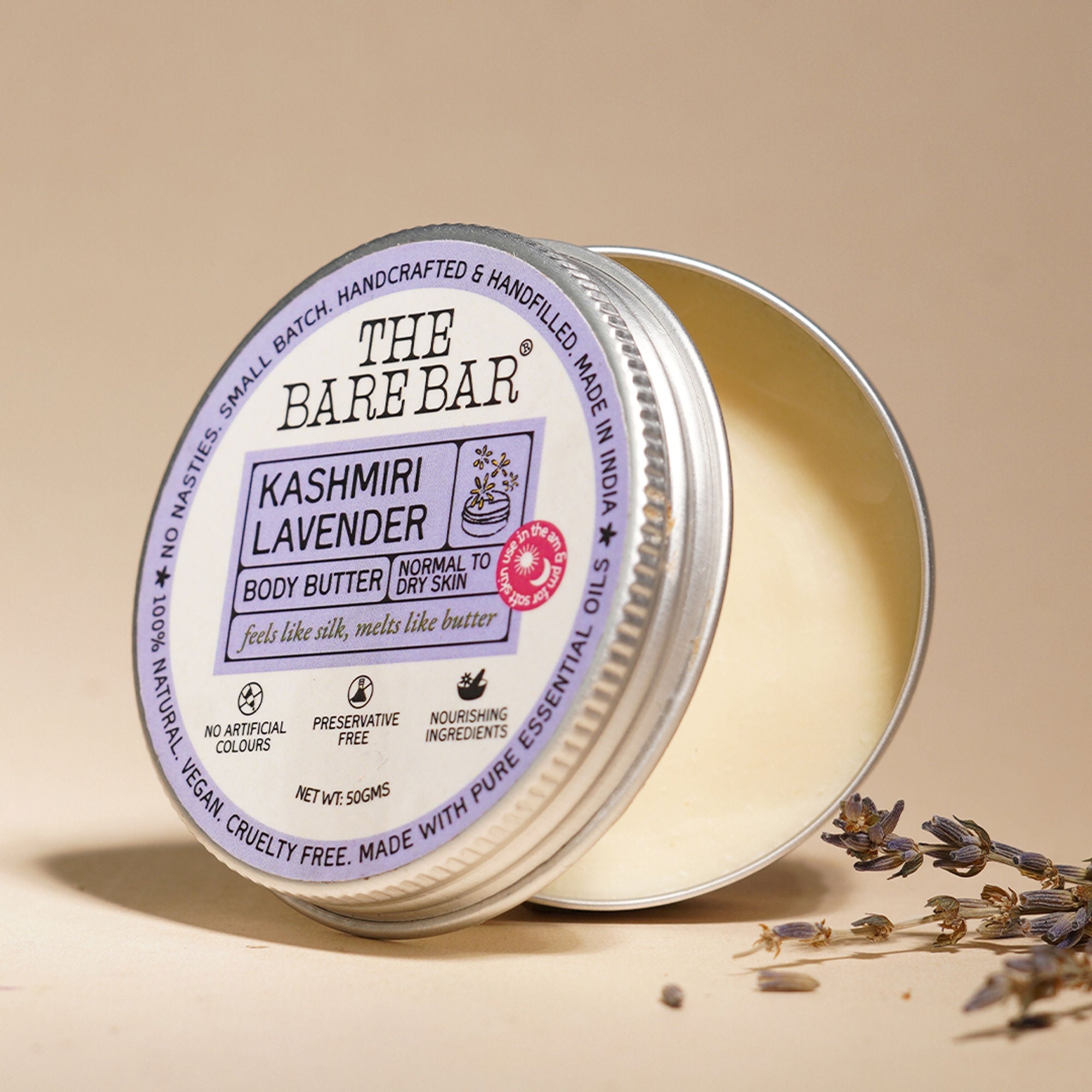 The Bare Bar Kashmiri Lavender Body Butter - Calming Body Cream With Shea And Mango Butters | Grocsy