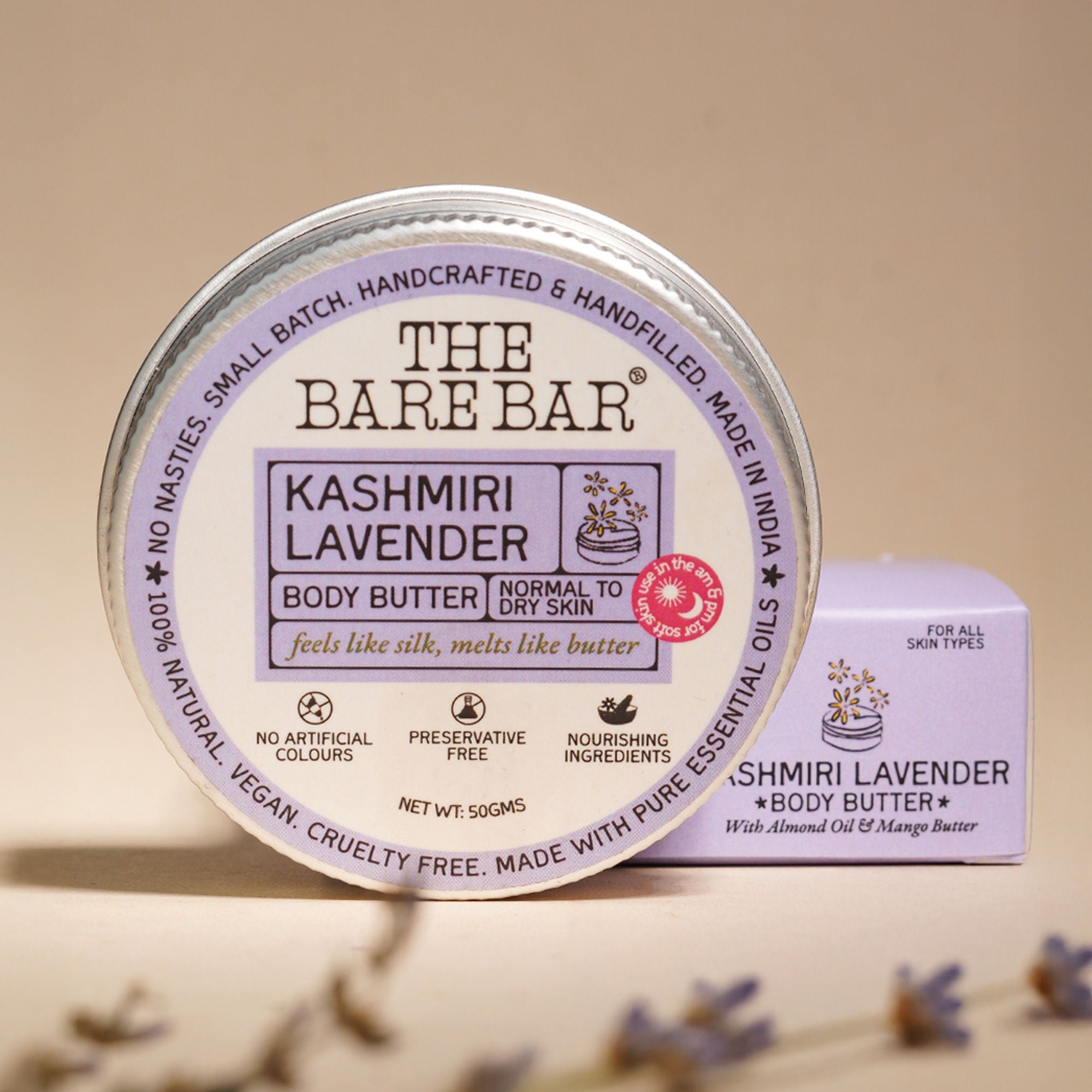 The Bare Bar Kashmiri Lavender Body Butter - Calming Body Cream With Shea And Mango Butters | Grocsy