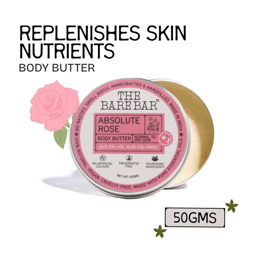 The Bare Bar Absolute Rose Body Butter - Rose-Scented Moisturizer With Clean, Rich Formula | Grocsy