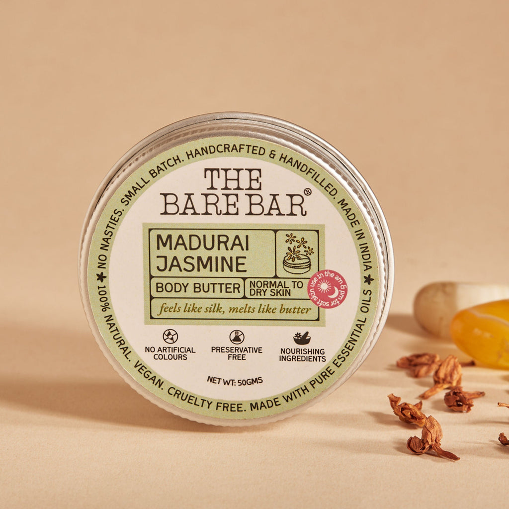 The Bare Bar Madurai Jasmine Body Butter - Floral Moisturizer For Smooth, Radiant Skin | Grocsy