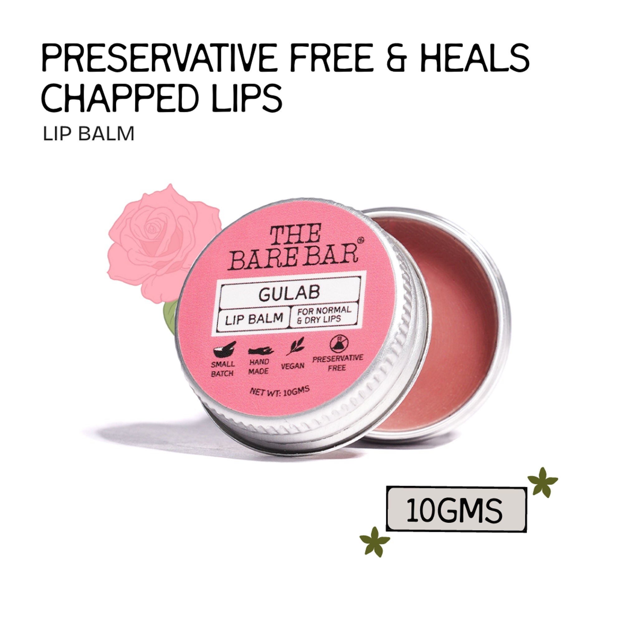 The Bare Bar Berry Blast Lip Balm - Buttery Moisture For Pigmented, Dry Lips - Gulab | Grocsy
