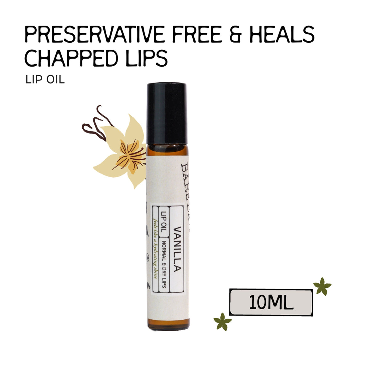 The Bare Bar Vanilla Lip Oil - Deep Nourishment With Natural Oils For Soft Lips | Grocsy