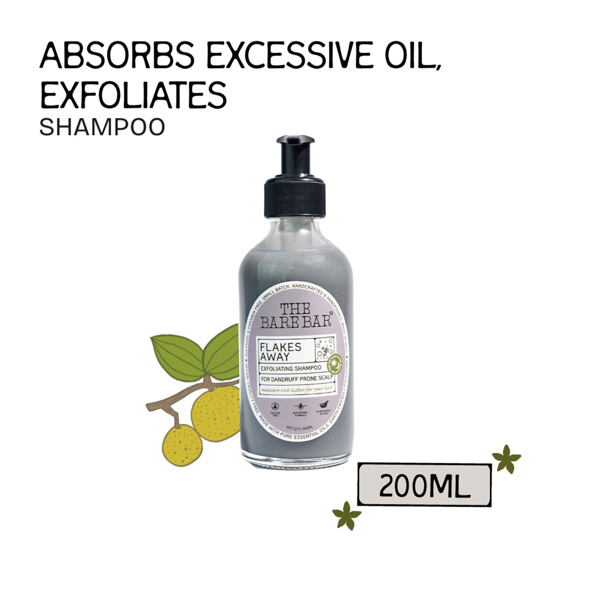 The Bare Bar Flakes Away Exfoliating Shampoo-Clears Scalp Buildup, Soothes & Hydrates Without Grease | Grocsy