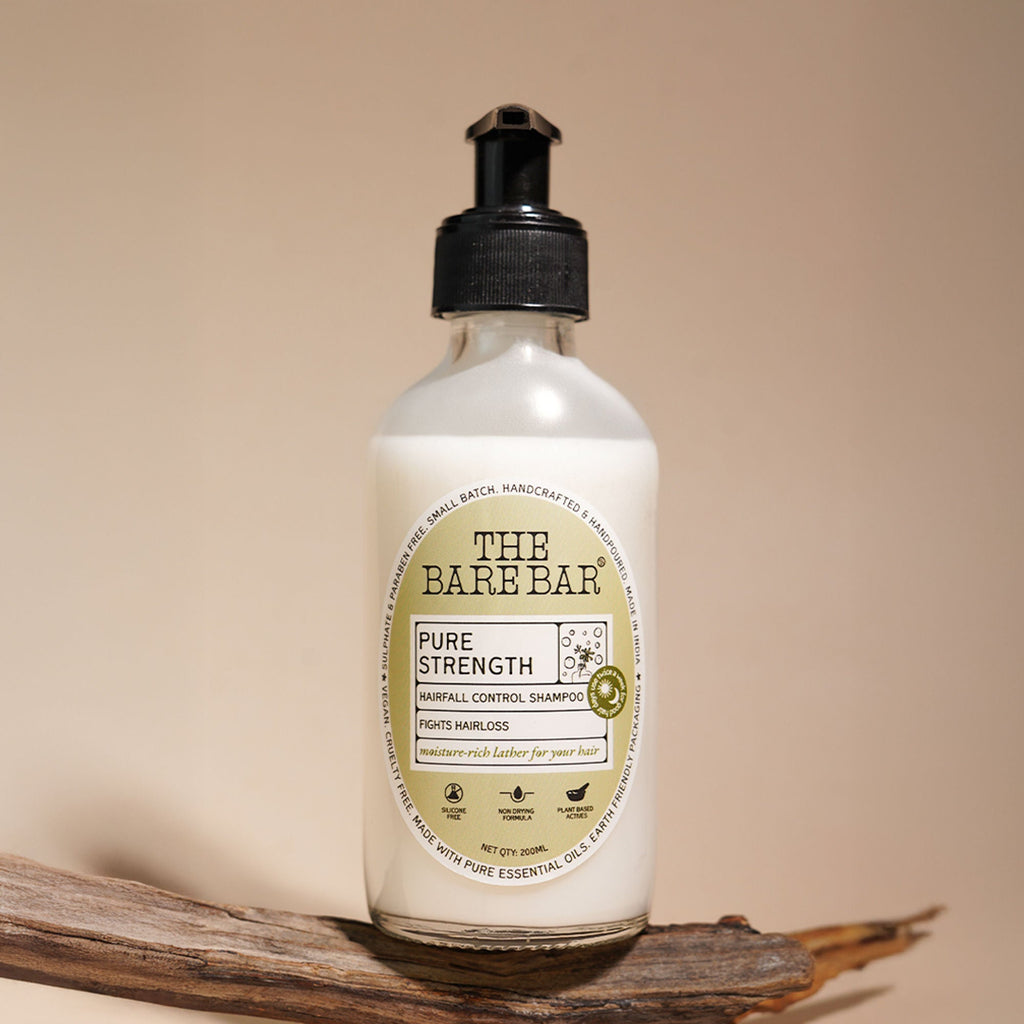 The Bare Bar Pure Strength Shampoo - Exfoliates Scalp, Strengthens Hair & Restores Ph Balance | Grocsy