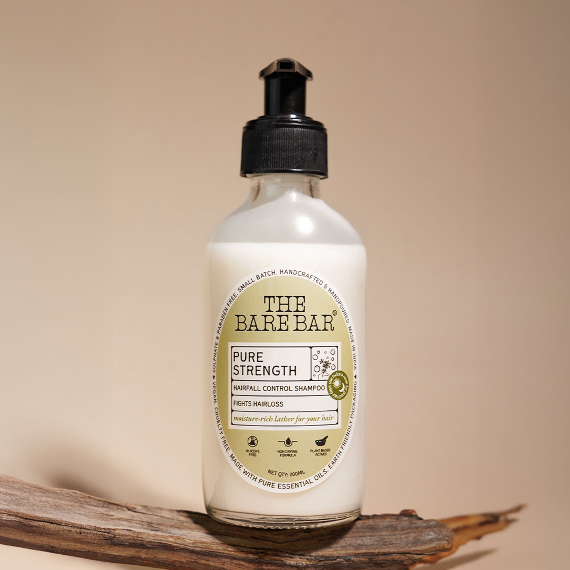 The Bare Bar Pure Strength Shampoo - Exfoliates Scalp, Strengthens Hair & Restores Ph Balance | Grocsy