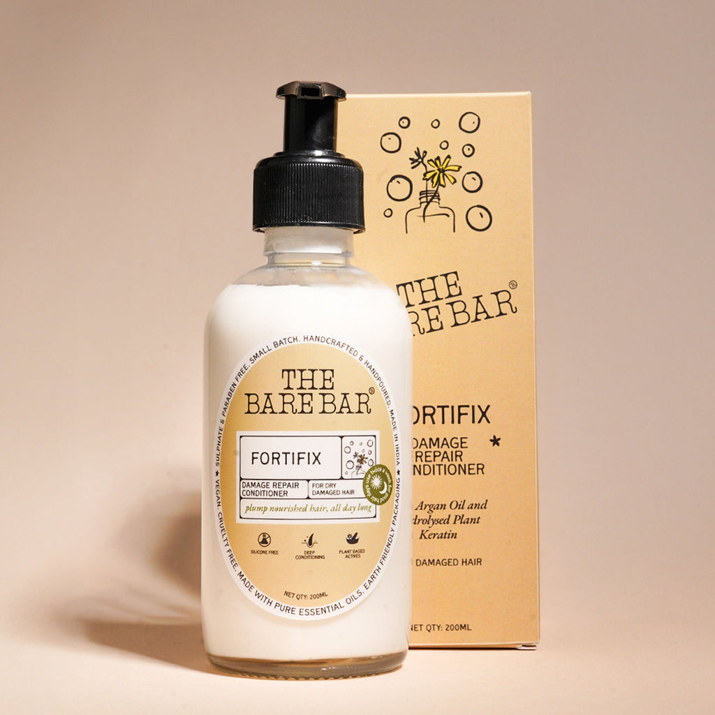 The Bare Bar Fortifix Conditioner - Repairs Frizz, Softens & Strengthens Dry, Damaged Hair | Grocsy