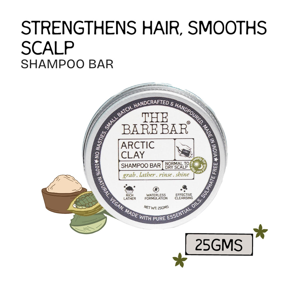 The Bare Bar Arctic Clay Shampoo Bar - Detoxifies Scalp, Boosts Volume & Locks In Moisture | Grocsy