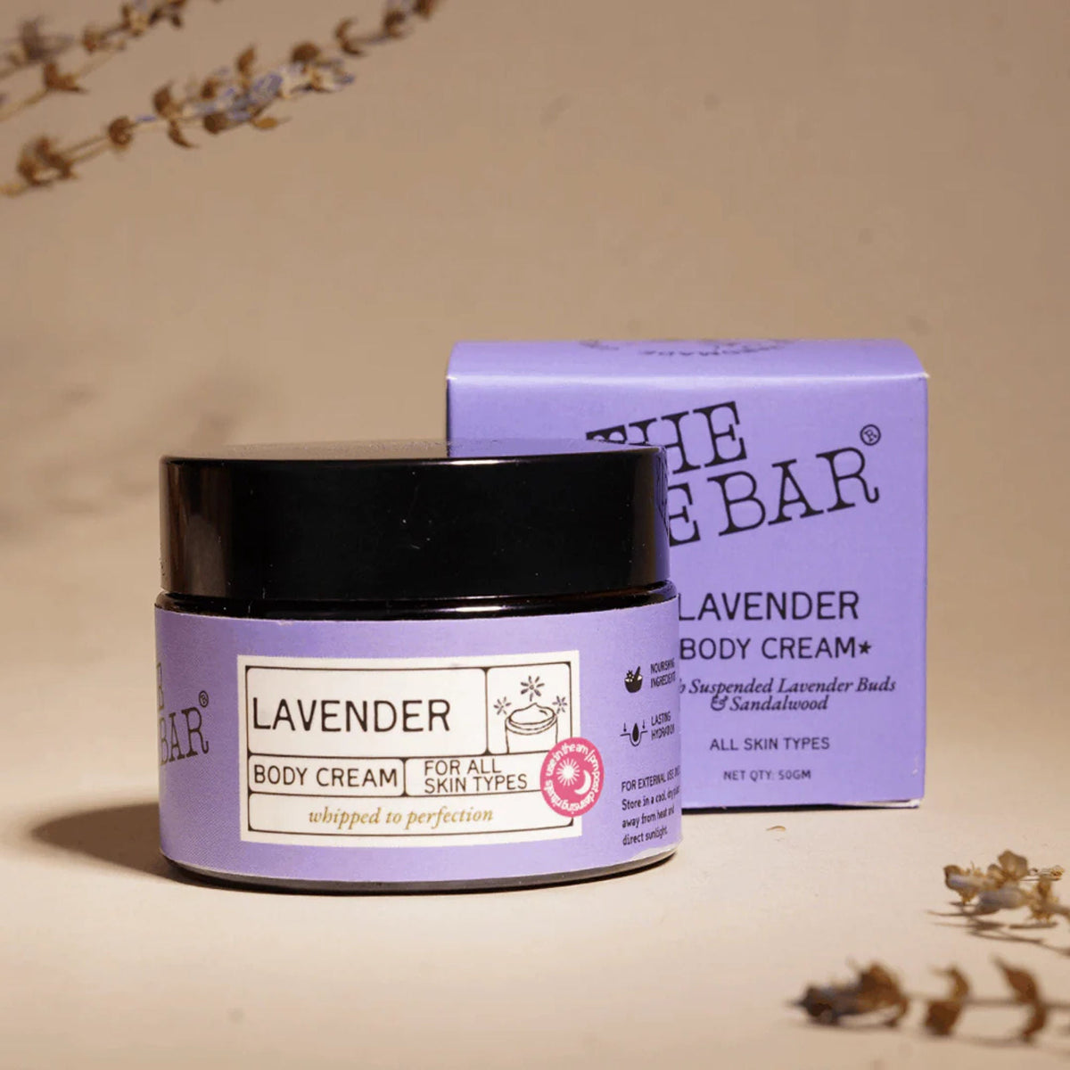 The Bare Bar Lavender Body Cream Floral Sweet Scent With Sandalwood & Lavender | Grocsy