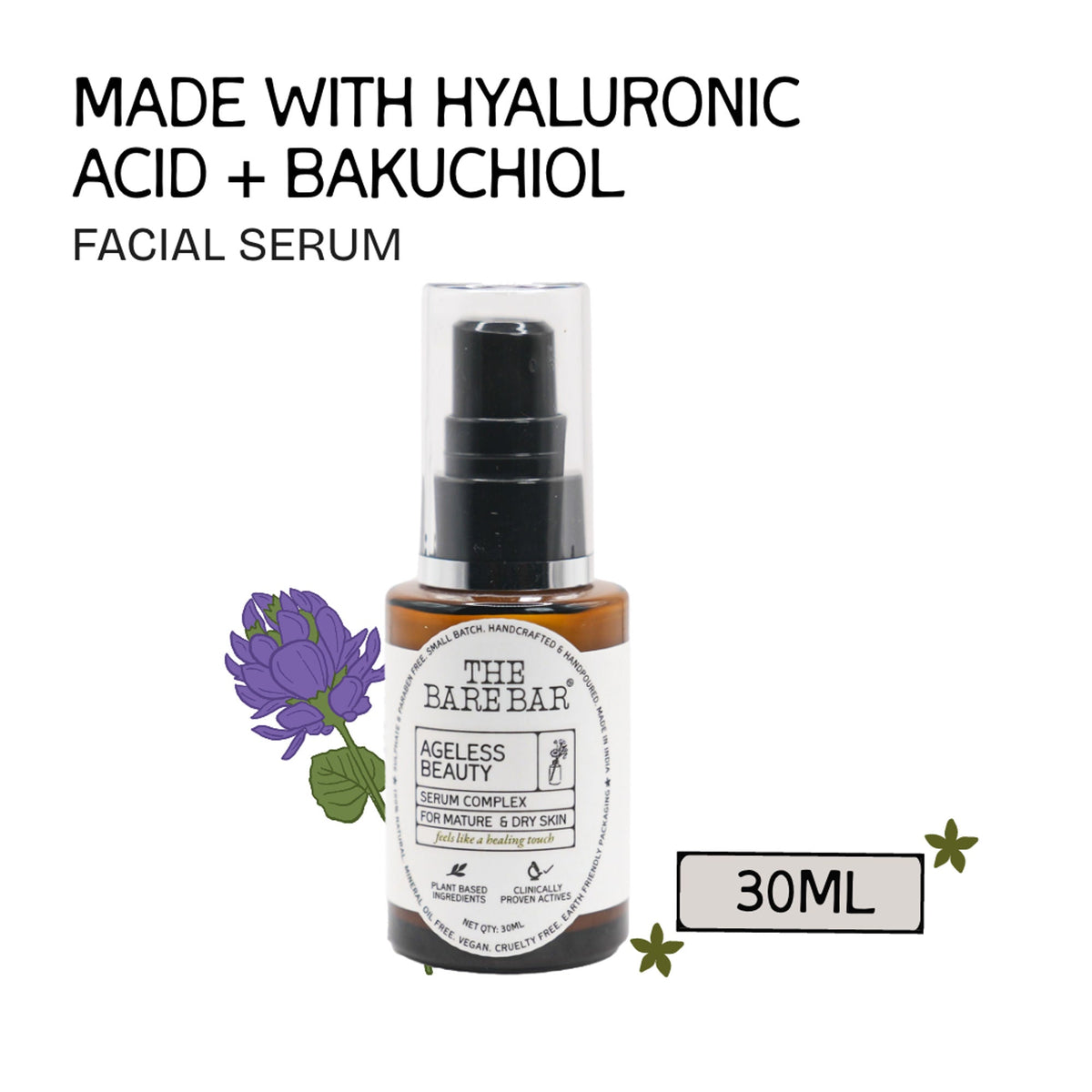 The Bare Bar Ageless Beauty Serum With Bakuchiol & Ceramides | Grocsy