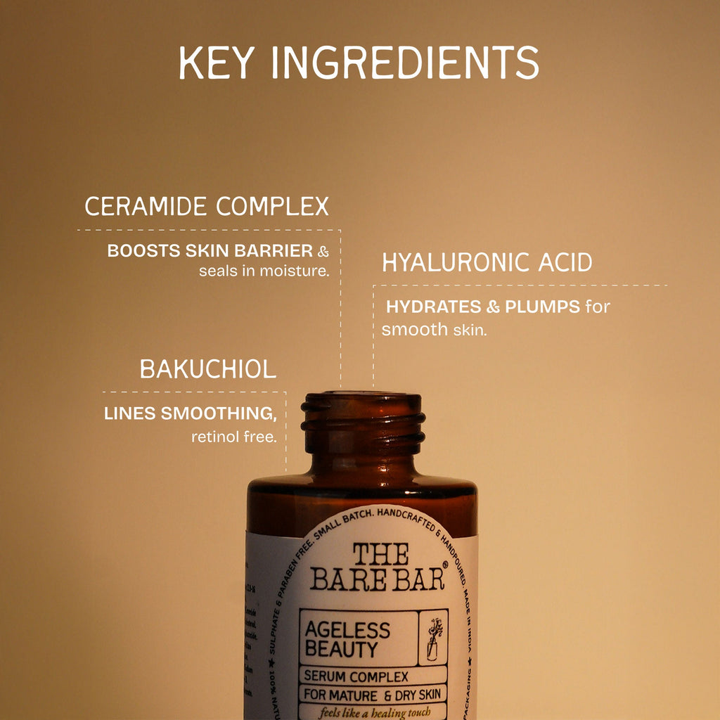 The Bare Bar Ageless Beauty Serum With Bakuchiol & Ceramides | Grocsy